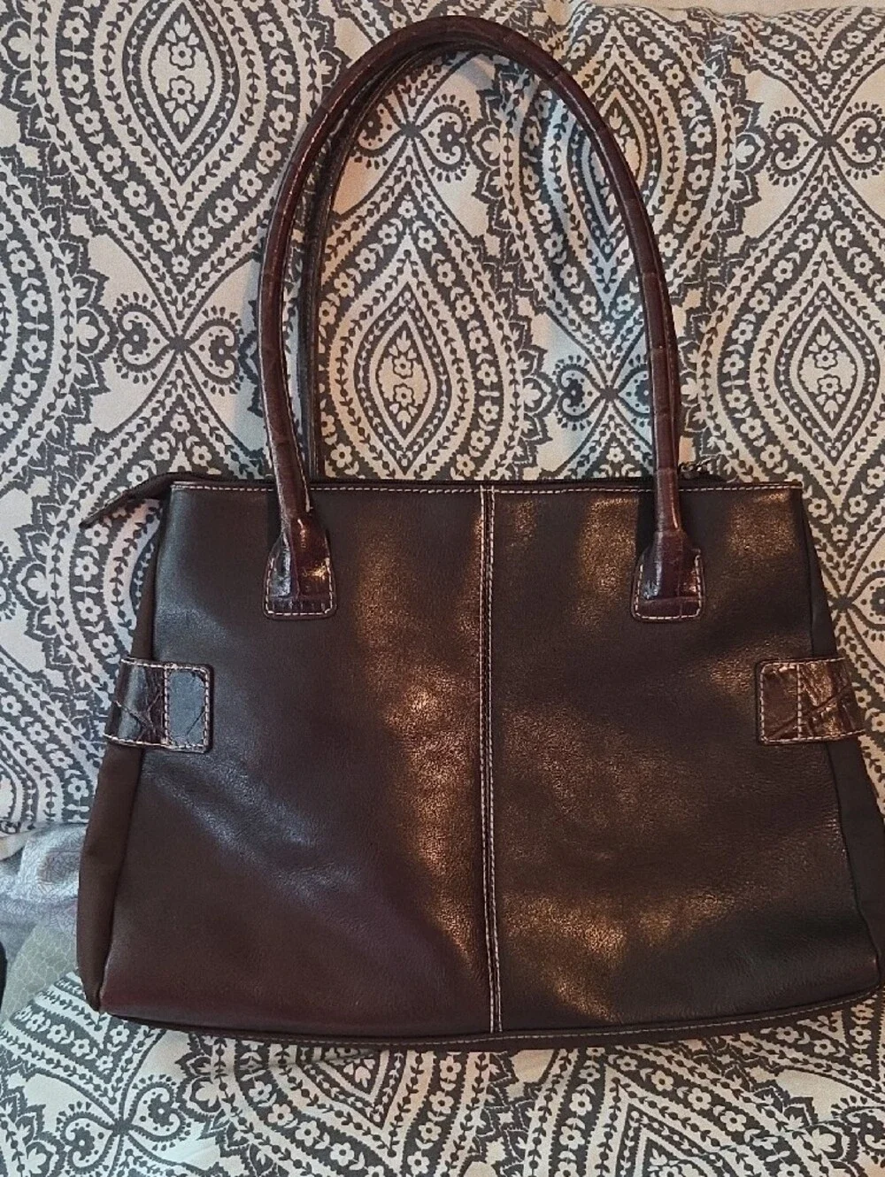 Franco Sarto Chocolate Brown Shoulder Bag with Buckle Detail